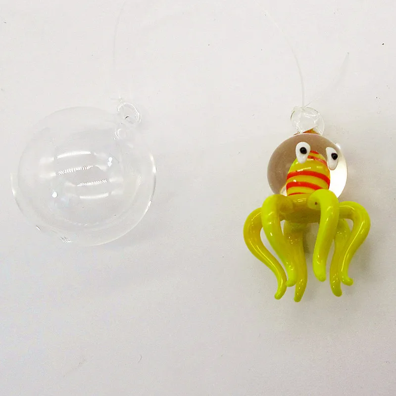 Aquarium handmade Floating Glass Bubble octopus miniature figurine Fish Tank Landscape Ornament Decoration marine animal Pendant | Дом и сад