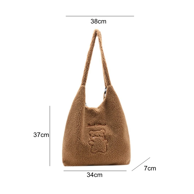 Зимняя сумка на плечо для женщин плюшевая вместительная зимняя женская модная