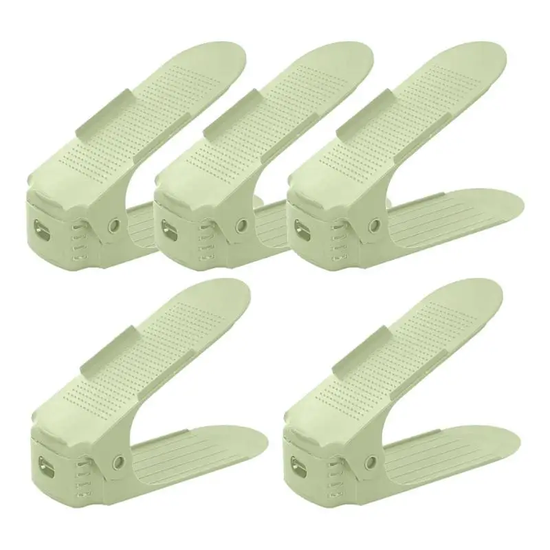 5pcs green 1/5/10 шт Регулируемый обувной Органайзер двойной стеллаж для хранения обуви Space Saver обувь органайзеры стенд полка для Гостиная - Цвет: 5pcs green