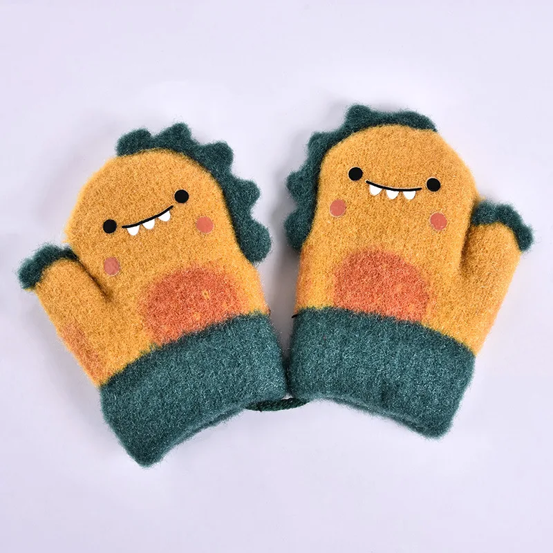 

Cartoon Dinosaur Autumn Winter Warm Plush Soft Baby Glove Thick Newborn Kids Girl Boy Mitten Outdoor Gloves for 1-6T