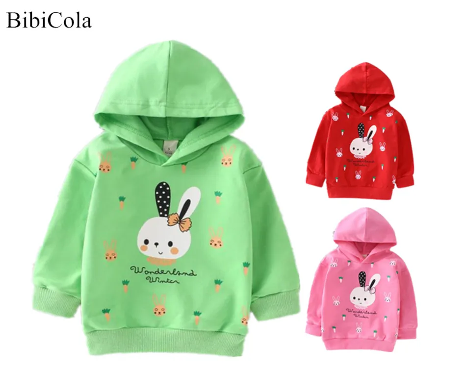 

Spring and Autumn Baby Girl Sweater Long Sleeve Top Autumn Children's Clothing Rabbit Print Hoodie