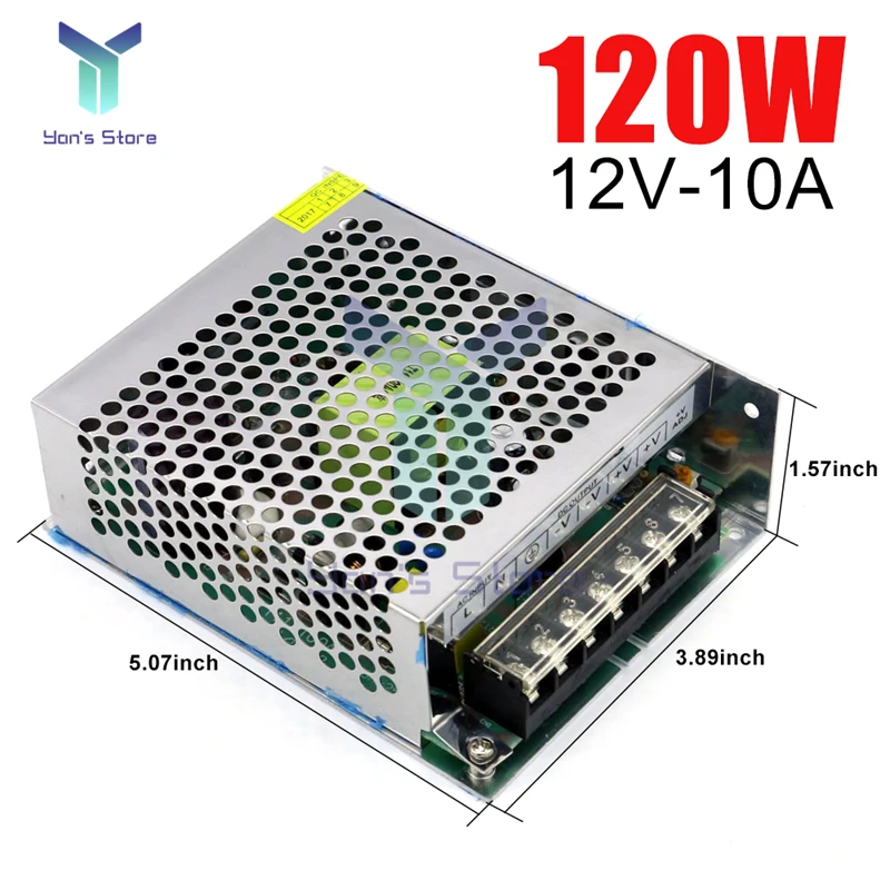 

S-120-12 AC к DC 12V импульсный источник питания металлический щит 10A/120W светодиодный Стабилизатор контроля напряжения