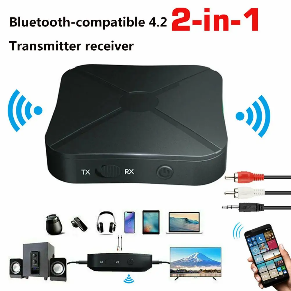 

Bluetooth 5,0 4,2 приемник передатчик 2 в 1 аудио музыка стерео беспроводной адаптер с RCA 3,5 мм AUX разъем для автомобиля дома ТВ MP3 ПК