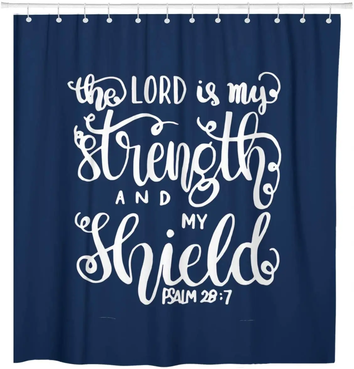 Христианская душевая занавеска с надписью The Lord is My Strength and Shield 72x72 дюйма|Шторы для
