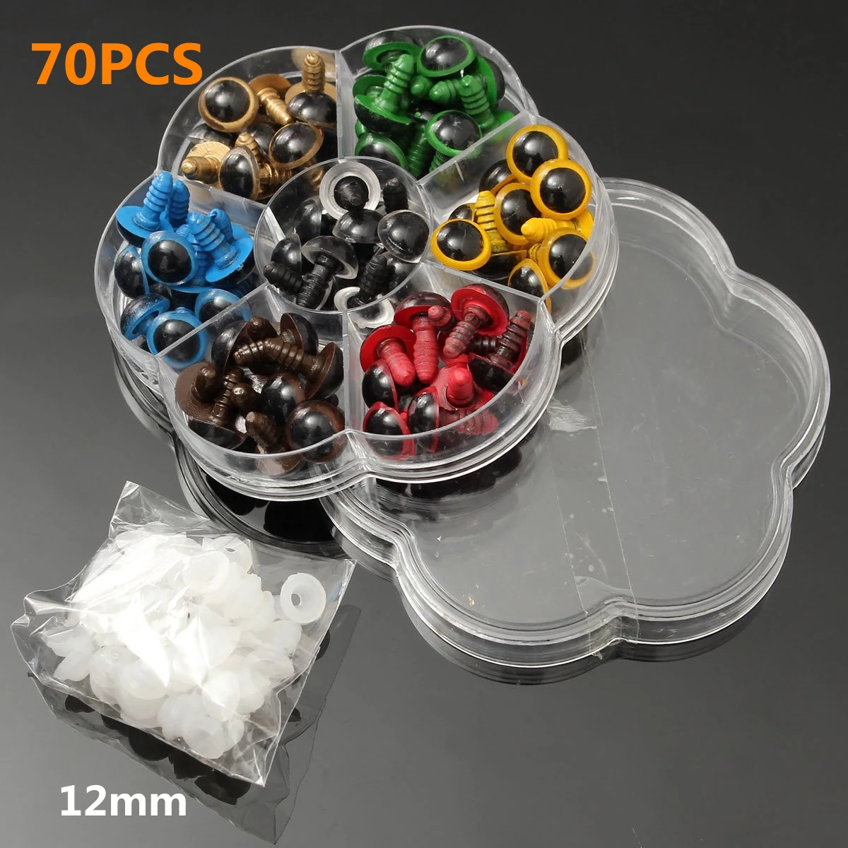 70pcs 12mm JIMITU 80 шт/40 пар 10 мм цветные пластиковые защитные глаза для плюшевого медведя мягкая игрушка оснастка животное кукла ремесло DIY аксессуары - Цвет: 70pcs 12mm