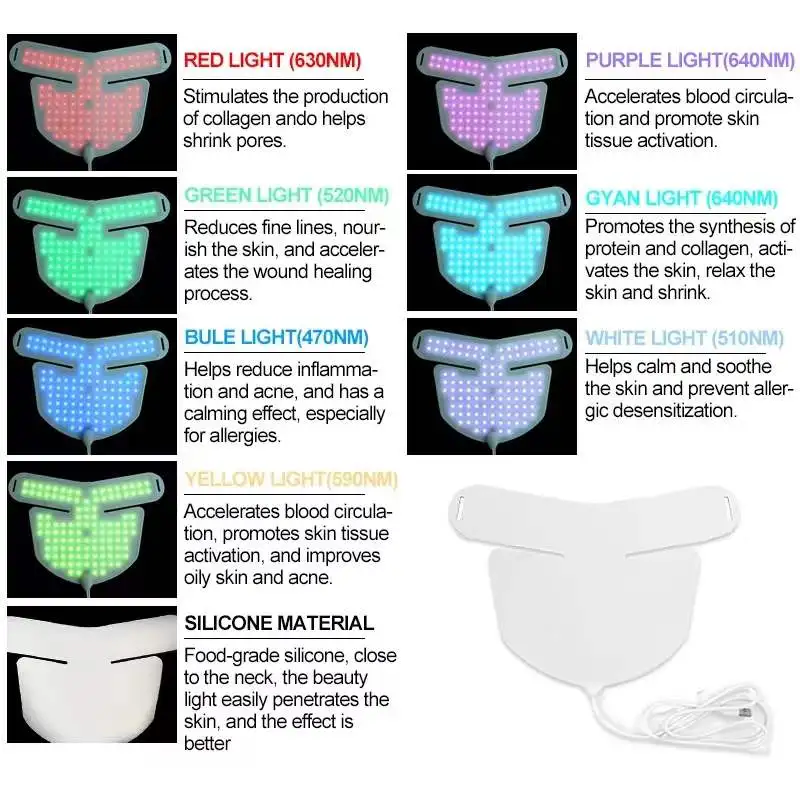 Новая силиконовая светодиодная фотоновая маска для тела 7 цветов | Красота и
