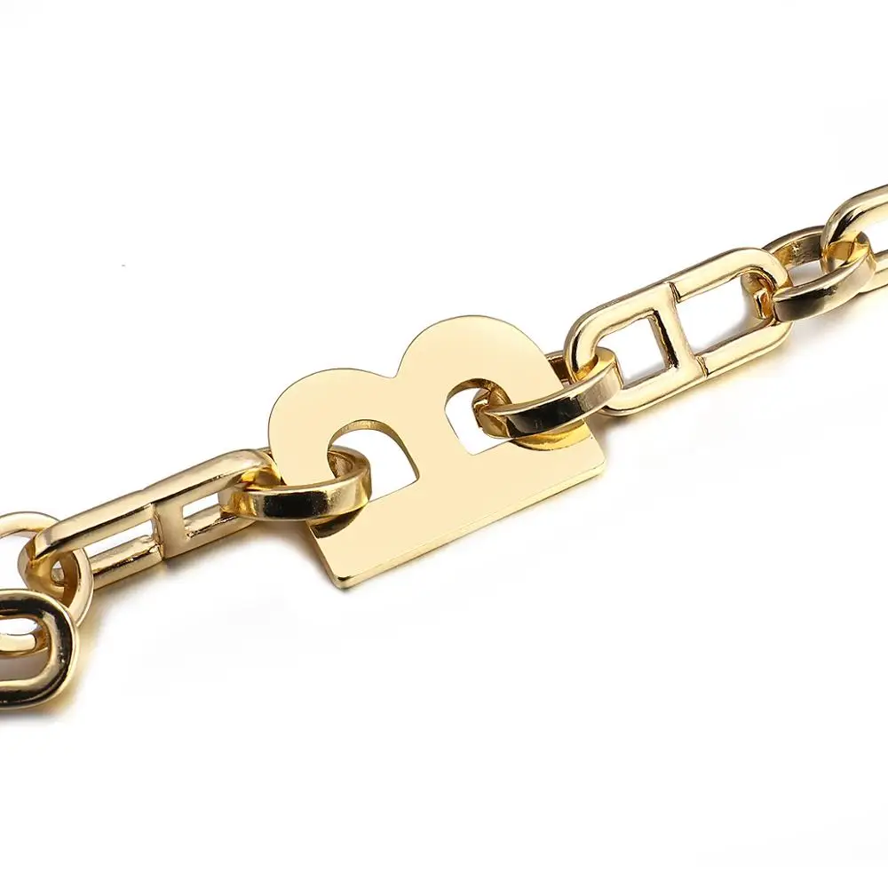

AENSOA Fashion Brand Capital Letters B Punk Bracelets Gold Color Chain Initial Letter Bracelet Gifts for Women Alphabet Jewelry