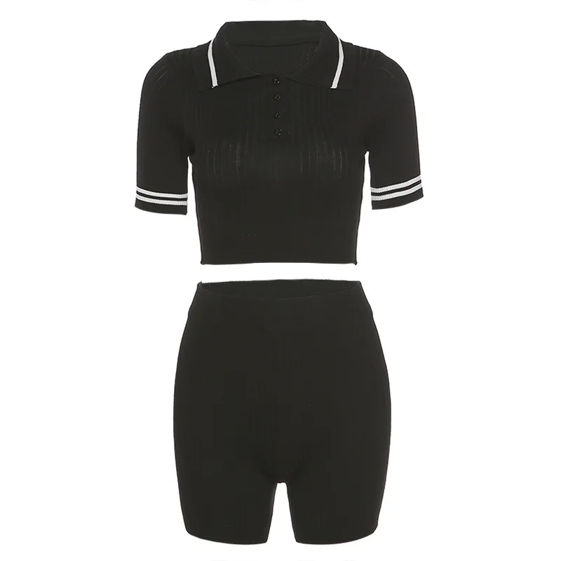 

Womens 2 Piece Outfit Set Sexy 2 Piece Short Set Black Blue Pink Outfit Two Piece Sets 2020 Summer Two Piece Short Set for Women