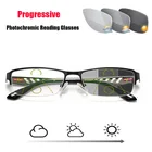 Прогрессивные фотохромные очки для чтения, фотохромные очки с дужками, высококачественные очки для чтения с полуободковой оправой