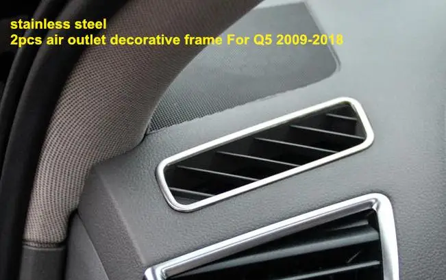 

Высококачественная нержавеющая сталь, 2 шт., декоративная рамка для переднего воздуховыпускного отверстия для Audi Q3 2013-2021,A3 2014-2019, Q5 2009-2018