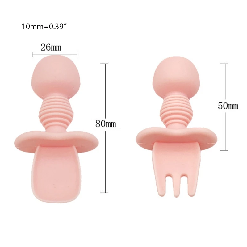 

2 Pcs Baby Silicone Spoon Fork Dinnerware Set BPA Free Kids Training Feeding Food Dishes Tableware Utensils