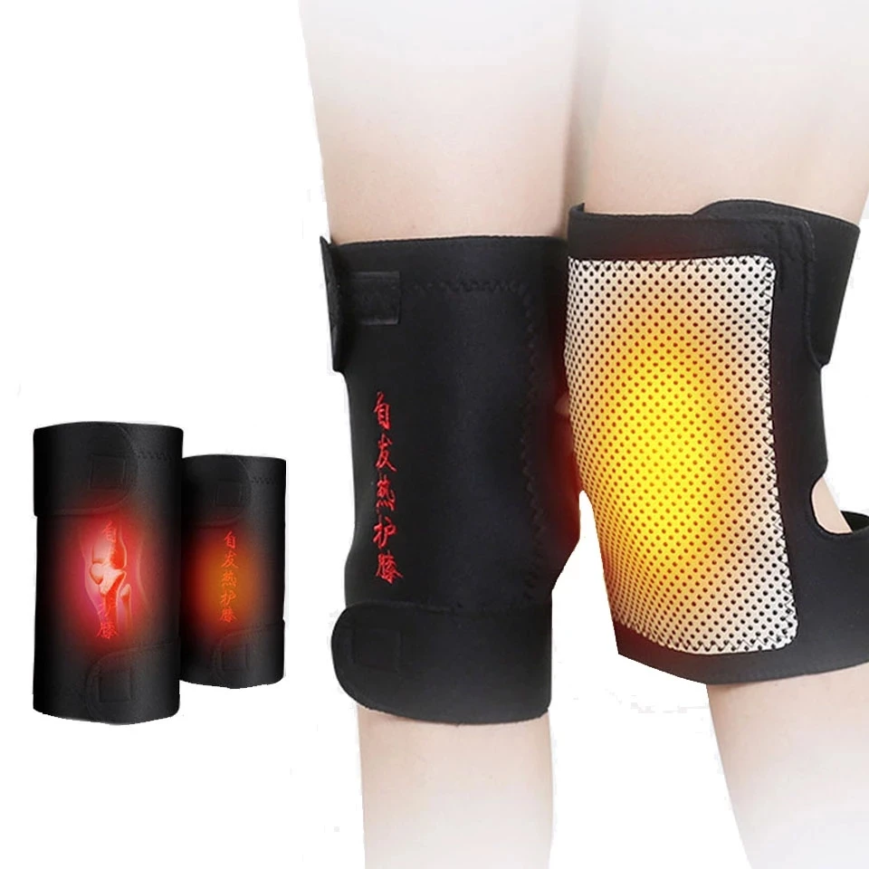 

1 Pair Knee Brace Support Pads Adjustable Tourmaline Self heating Magnetic Therapy Knee Protective Belt Arthritis Knee Massager