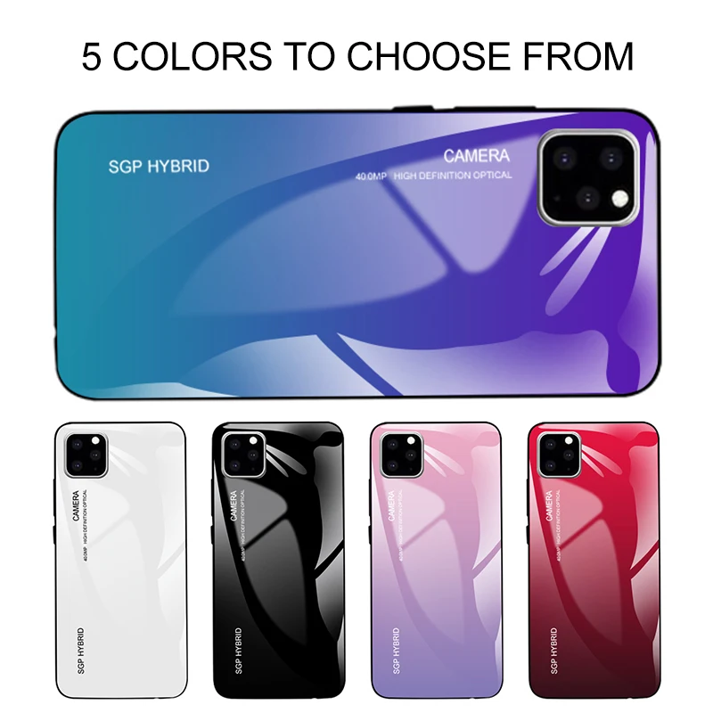 Чехол из градиентного стекла для Apple iphone 11 Pro Max оригинальный защитный чехол