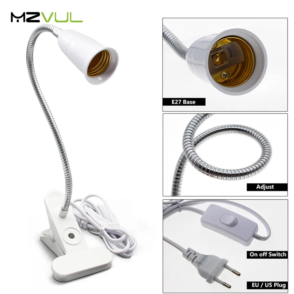 Держатель светодиодной лампы штепсельная вилка ЕС/США E27 гибкий светильник зажим
