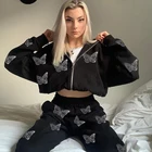 Повседневные толстовки на молнии с принтом бабочки y2k в стиле Харадзюку, зимняя уличная одежда, женские толстовки оверсайз с длинным рукавом