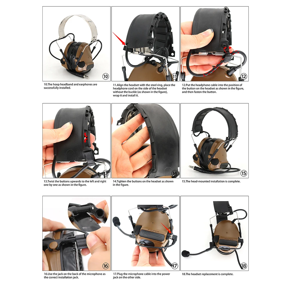 COMTAC Electronic Shooting Airsoft Headphone Accessories Detachable Headband Compatible with COMTAC I II III Tactical Headset