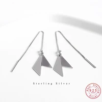 925 sterling silver minimalist mirror triangle earrings tassels for women fashion wedding party jewelry accessories
