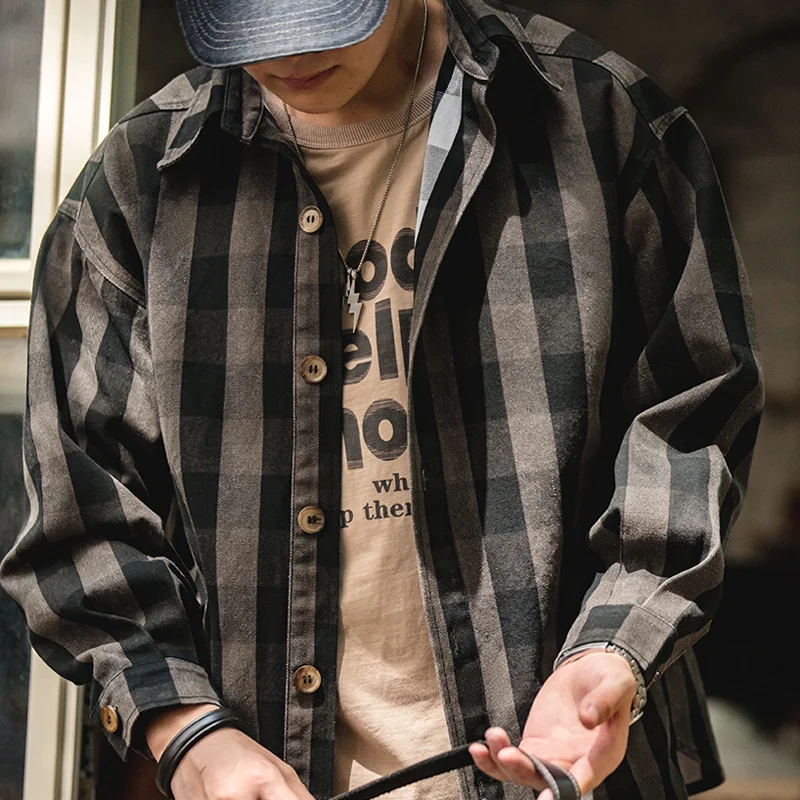 

Рубашка мужская клетчатая в стиле Харадзюку, 360 г