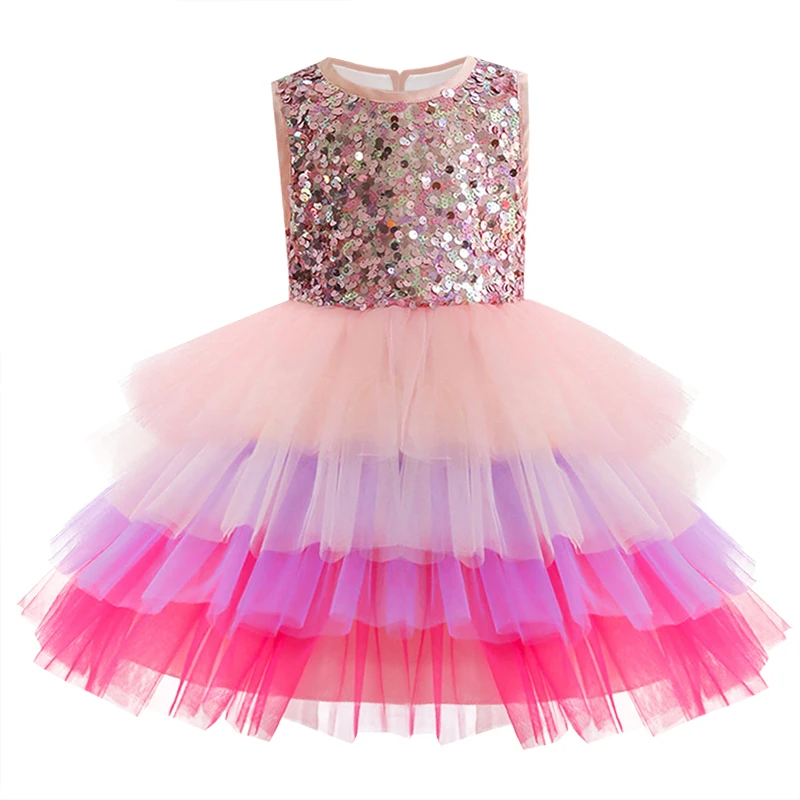 Летнее платье принцессы без рукавов с блестками для девочек | Детская одежда и