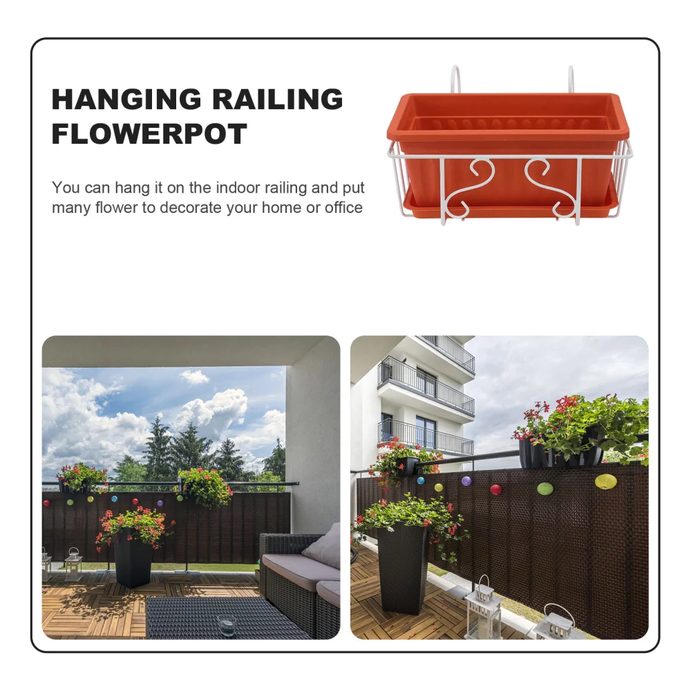 

1 Set Simple Railing Hanging Gardening Pot Multi-purpose Balcony Flower Pot