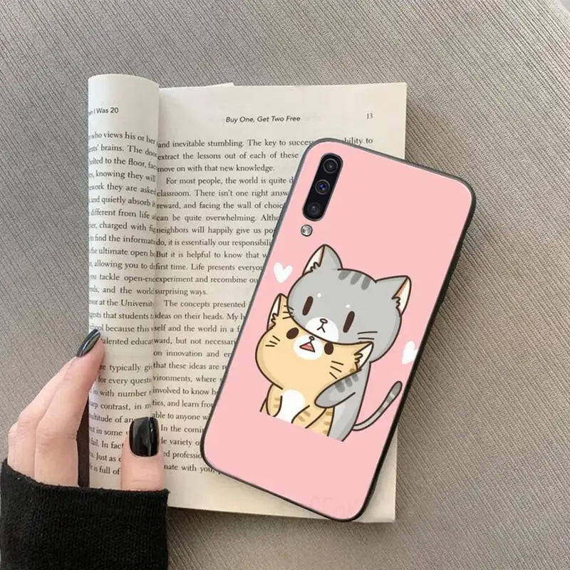 

ins pink cute cat meow Phone Case For Samsung galaxy S A note 6 7 8 9 10 20 31 40 50 51 71 edge plus 5G
