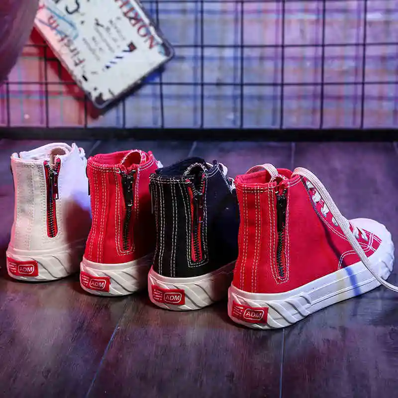 Модные женские туфли с высоким берцем парусиновая обувь на каждый день