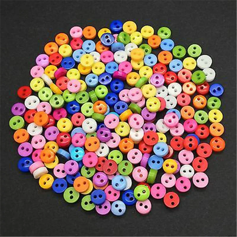 

200Pcs Round Resin Mini Tiny Buttons Sewing Tools Decorative Button Scrapbooking Craft DIY Apparel Accessories