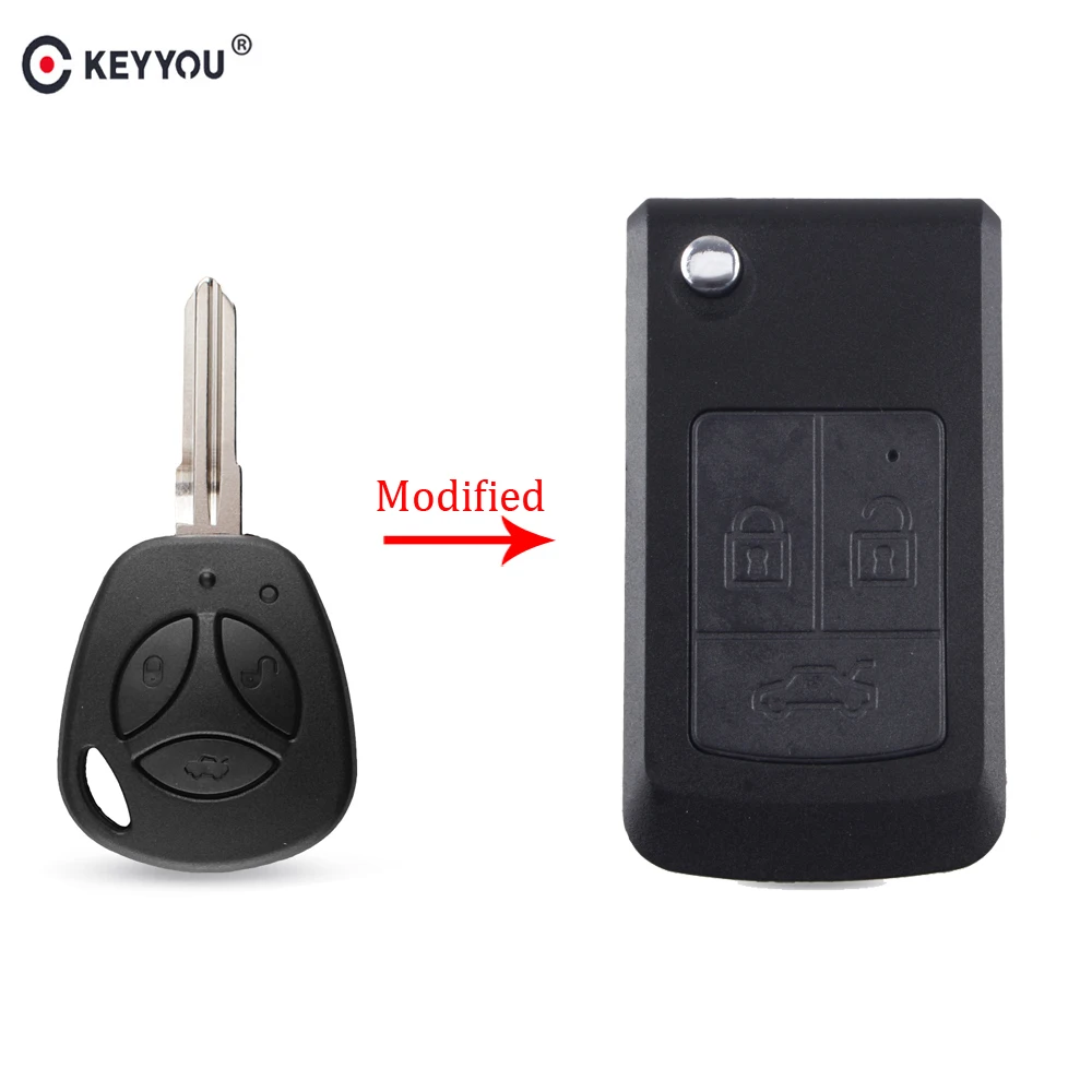 

KEYYOU 10X Replacement 3 Button Flip Folding Remote Car Key Case Shell For Lada Priora Niva Vaz Granta Samara 2108 XRay Sedan