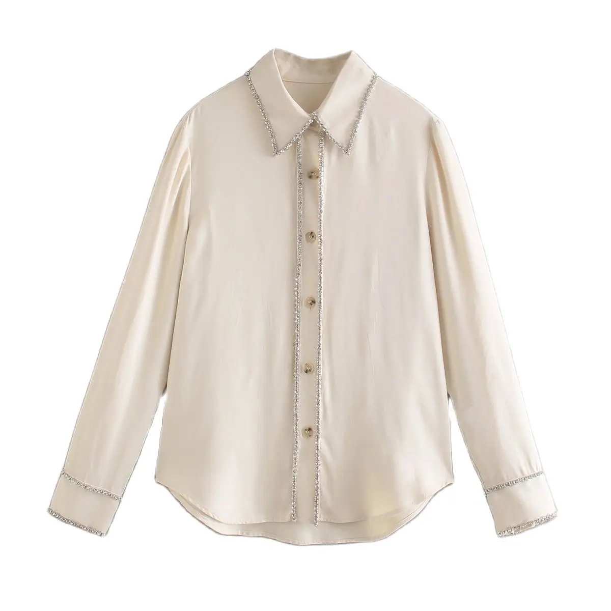 

BLSQR белая Элегантная блузка для офисной леди с отворотом, модная повседневная Прямая рубашка, Женские винтажные шикарные повседневные топы ...