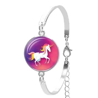 2020 cute anime cartoon bracelet glass cabochon unicorn childrens bracelet men and women jewelry gifts