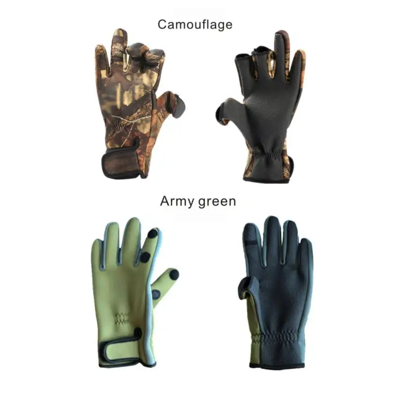 

Перчатки для рыбалки теплые Нескользящие ветрозащитные водонепроницаемые с покрытием с 3 пальцами уличные охотничьи износостойкие перчат...