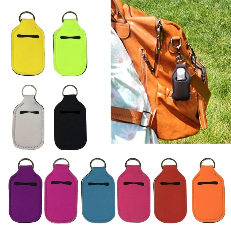 

1 Set Hand Sanitizer Keychain Holder Travel Bottle Refillable Containers 30ml Flip Cap Reusable Bottles with Keychain Carrier