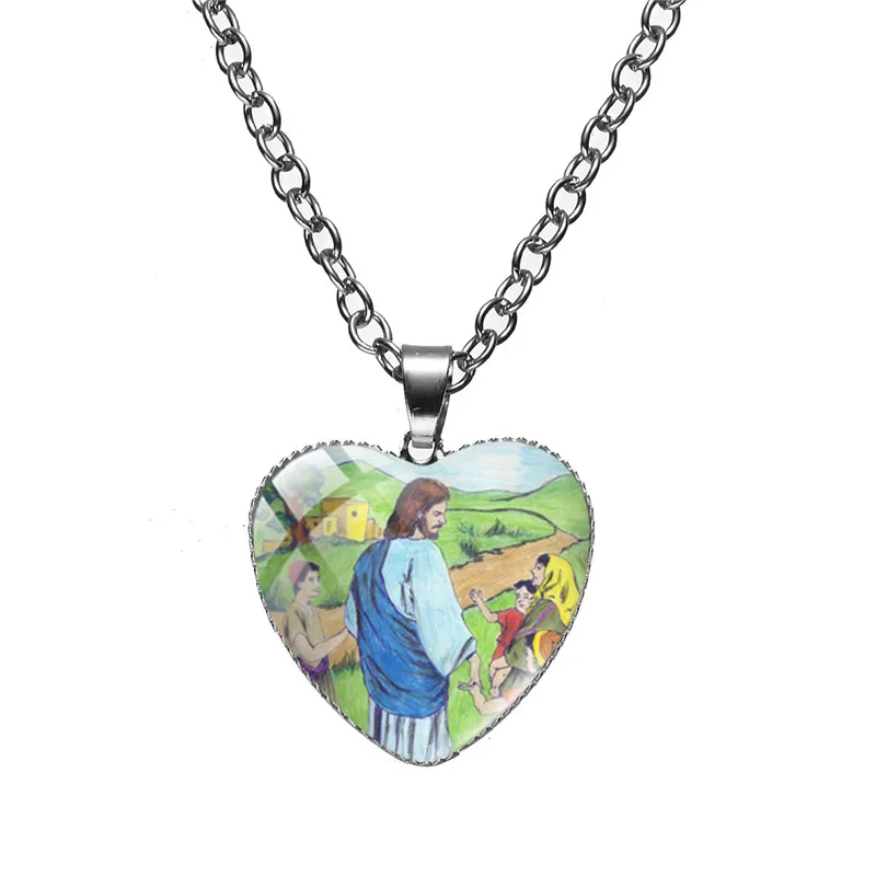 Религиозная Подвеска &quotИисус&quot Бог Библии ожерелье Небесный отец сердце