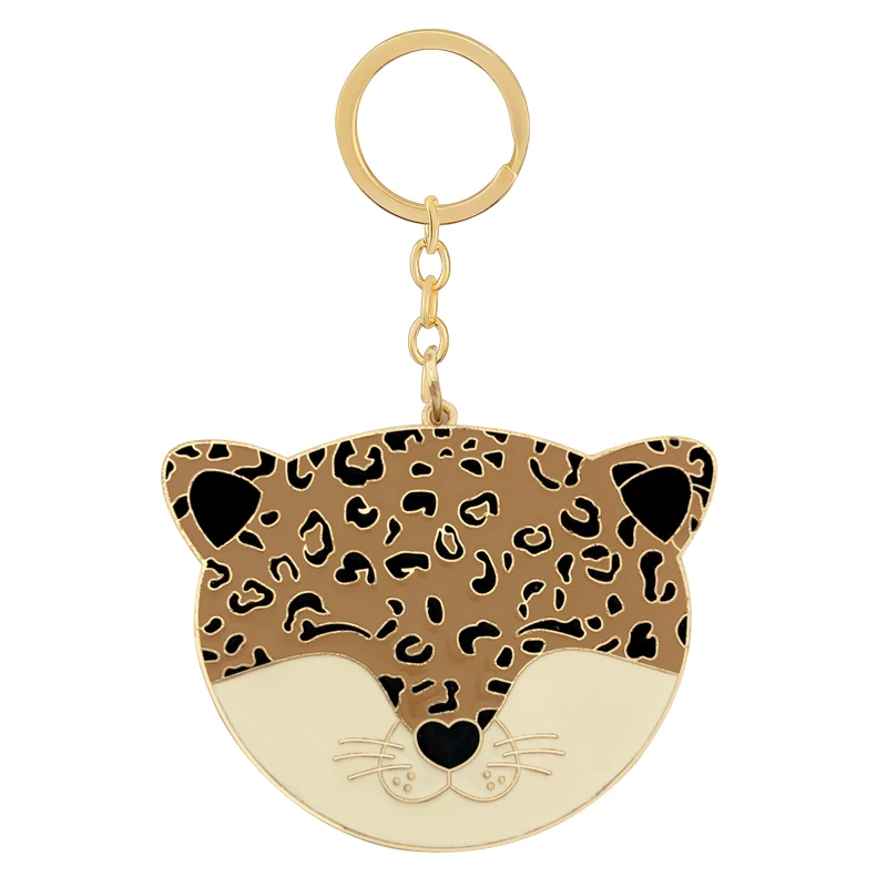 DIY new alloy spotted leopard head keychain pendant creative cute smiling face | Украшения и аксессуары