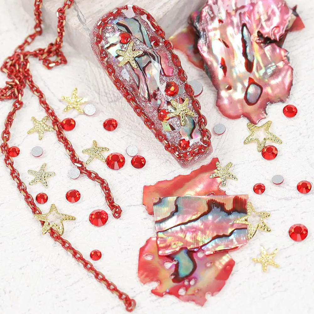 

Starfish Metal Chain Shell Stone 3D Nail Art Sticker DIY Nail Art Decoration Diamond Jewelry Manicure Accessories