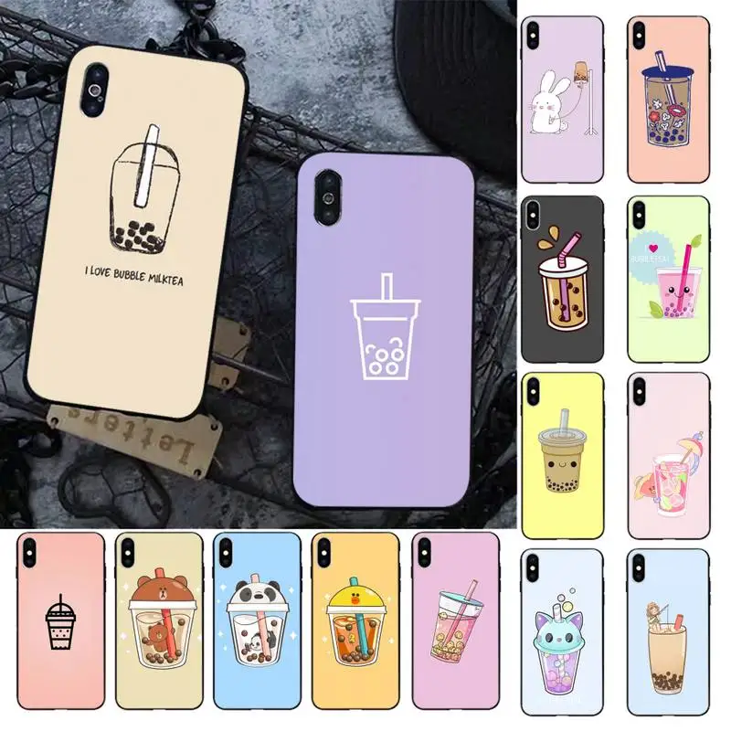 

FHNBLJ Milk Tea Phone Case for iPhone 11 12 13 mini pro XS MAX 8 7 6 6S Plus X 5S SE 2020 XR case