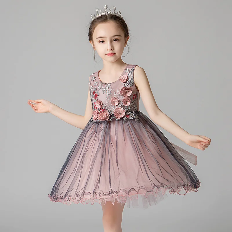 Свадебное платье принцессы с цветочным узором для маленьких девочек вечерние