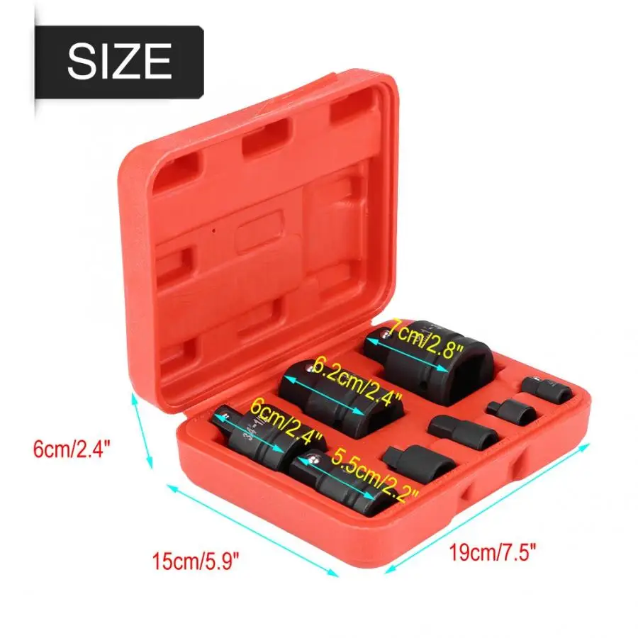 

8pc Socket Convertor Adaptor Reducer Converter Adapter Set 1/4" 3/8" 1/2" 3/4" 1" Household Reparing Tools Set