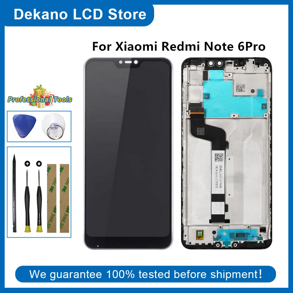 

ЖК-дисплей для Xiaomi Redmi Note 6/Note 6 Pro M1806E7TG M1806E7TH M1806E7TI, сенсорный экран, дигитайзер, рамка в сборе, инструменты, наклейка