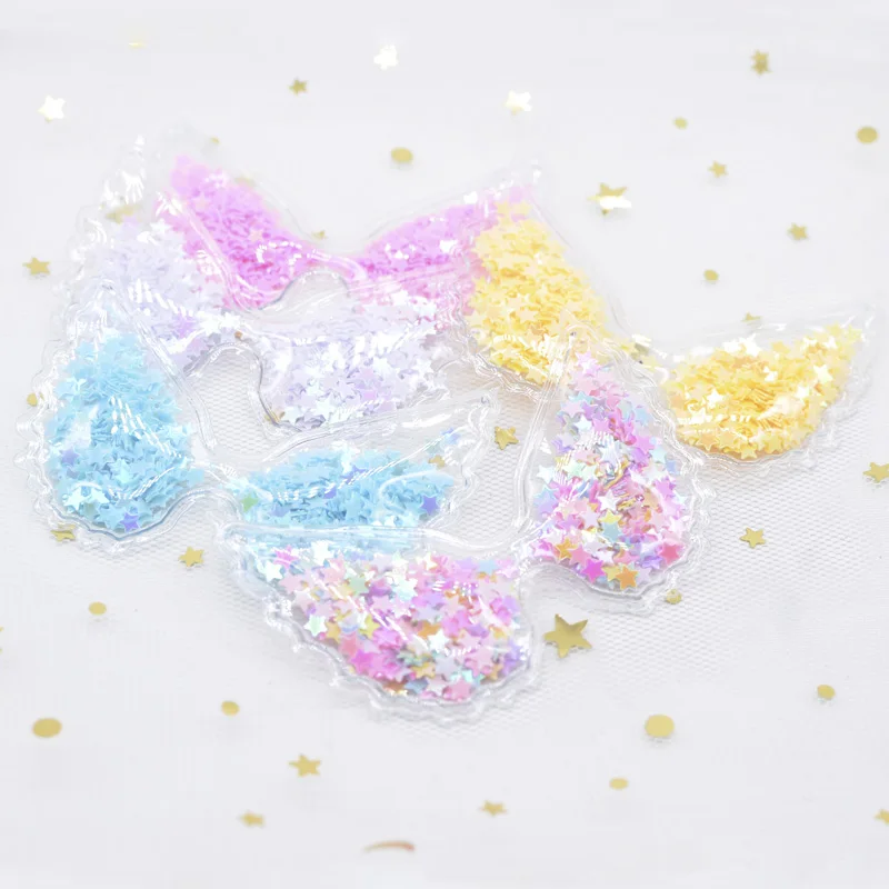 10 шт./лот 72 мм прозрачная пвх аппликация с ангельским крылом для рукоделия