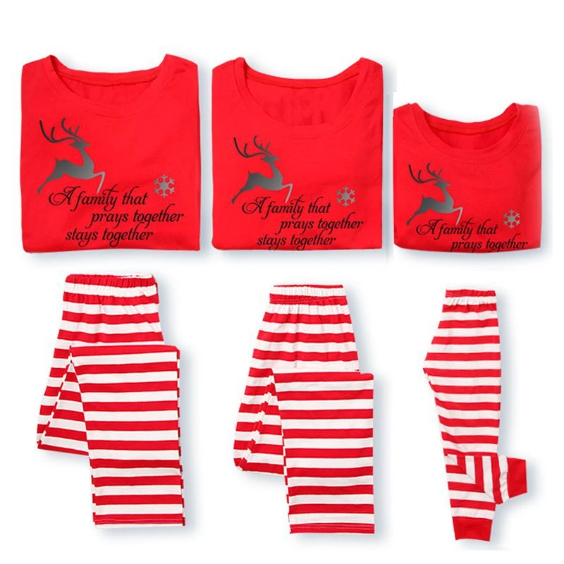 

Family Matching Outfits Autumn Winter New Striped Christmas Print Parent Child Suit Father Mother Kid Baby Boy Girl Home Clothes