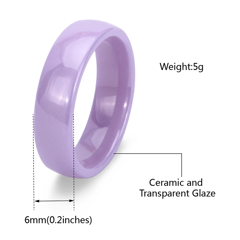 New 6mm Smooth Ceramic Rings For Women Purple Pink Simple Style Finger Ring Jewelry Healthy Material Never Fade Wedding Gifts | Украшения и