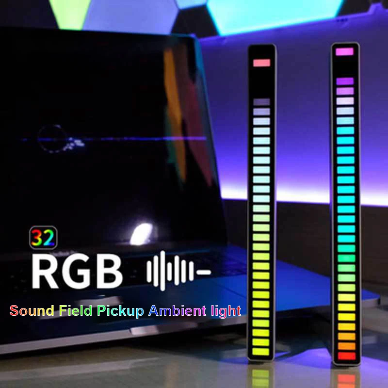 

Новинка 2021, автомобильный светильник с голосовым управлением, RGB, музыкальный ритм, окружающий свет с 32 светодиодами, 18 цветов, лампа для укр...