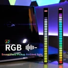 Новинка 2021, автомобильный светильник с голосовым управлением, RGB, музыкальный ритм, окружающий свет с 32 светодиодами, 18 цветов, лампа для украшения автомобиля и дома
