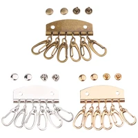 lmdz key row keychain hook copper mirror 6rows leather pure brass key organizer holder rivet thickening diy handmade accessories
