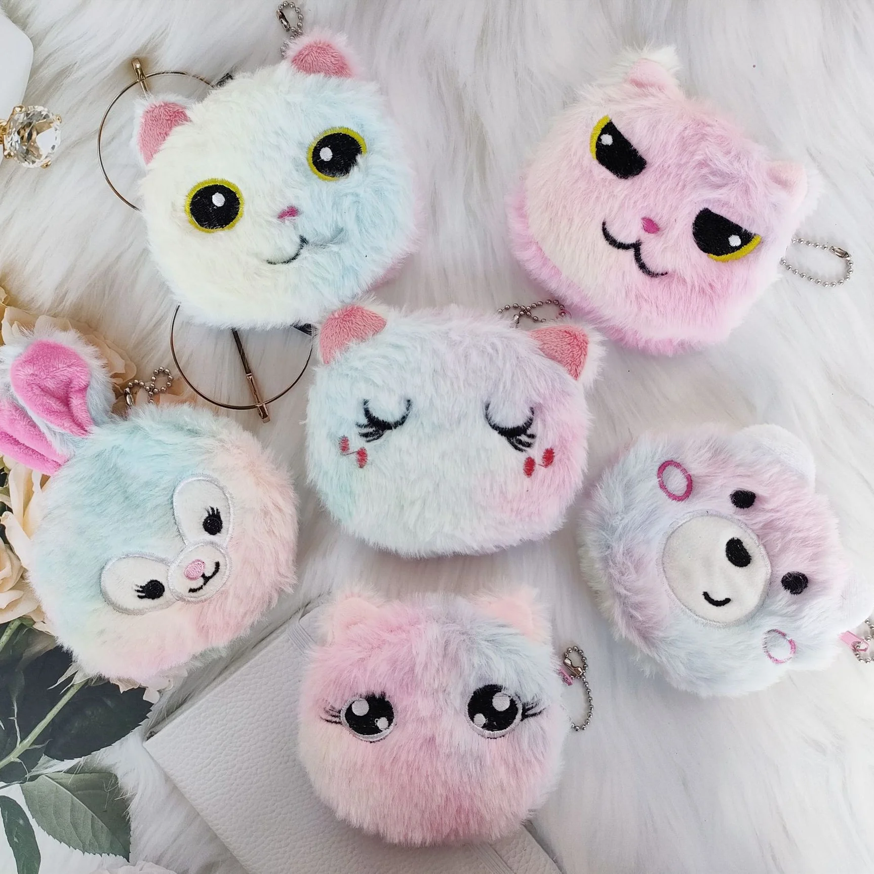 

Кошелек для мелочи с кошкой, Кроликом, лошадью, милый плюшевый Кошелек с животными, креативная сумка для хранения с мультяшным рисунком, сум...