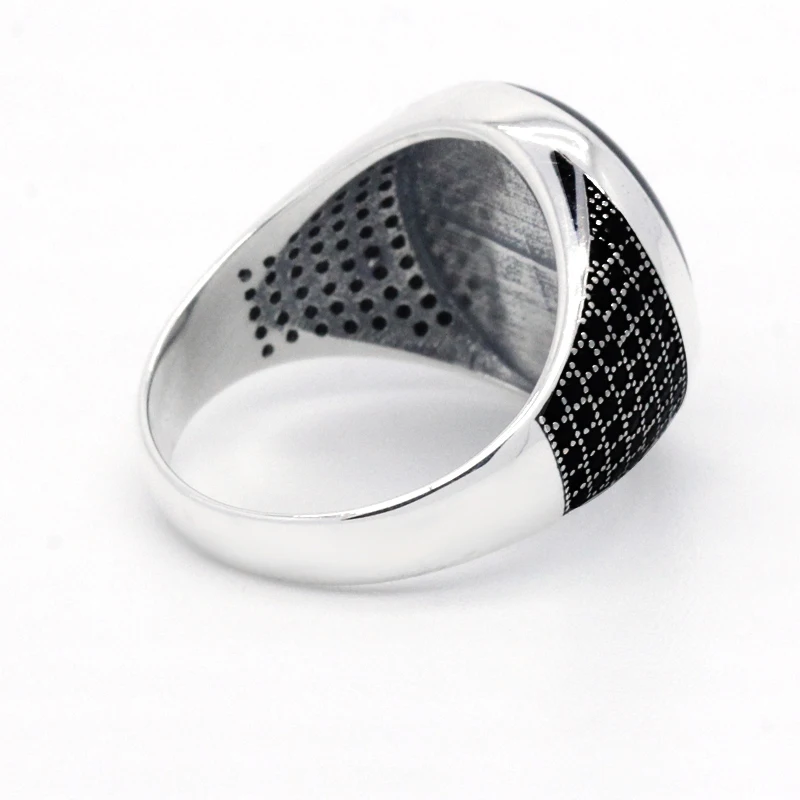 Мужское и женское кольцо из серебра 925 пробы с черной эмалью | Украшения