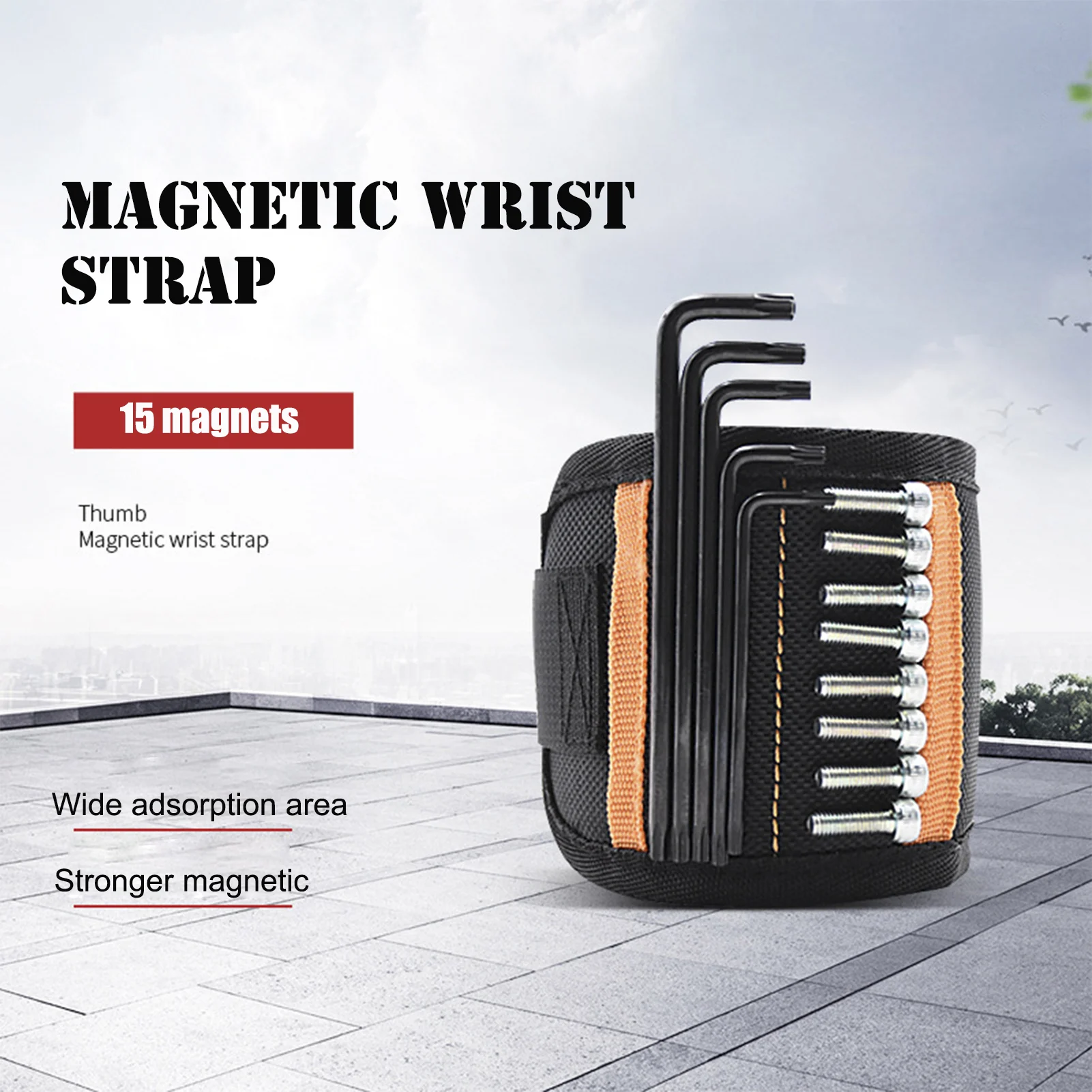 

1pc Strong Magnetic Wristband 1680D Oxford Cloth Comfortable Breathable Magnet Wrist Strap Screws Drill Holder Repair Tool Belt