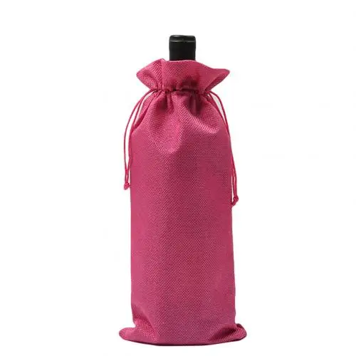 Rose Red Деревенский стиль льняная крышка бутылки вина на шнурке винная крышка сумка для упаковки вина Свадебная вечеринка Декор кухонные инструменты - Цвет: Rose Red
