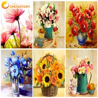 chenistory paint by number flower handpainted wall art picture numbers drawing canvas home decor coloring by numbers adults kits